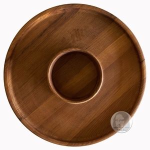 70s Teak Chip And Dip Serving Tray Round Serveware By Dansk International IHQ